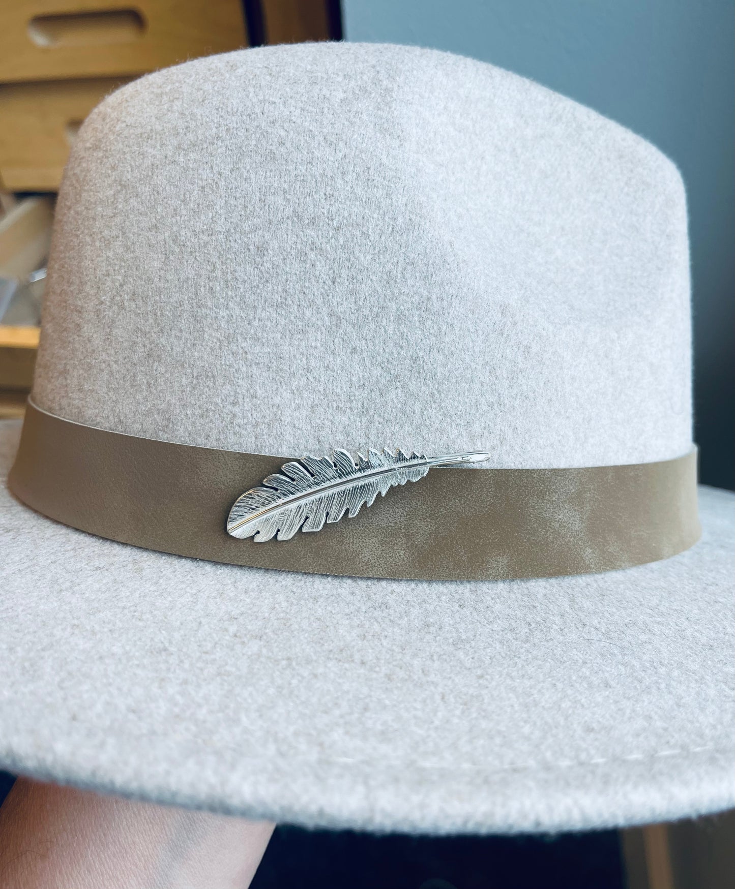 Silver Feather Hat Clip