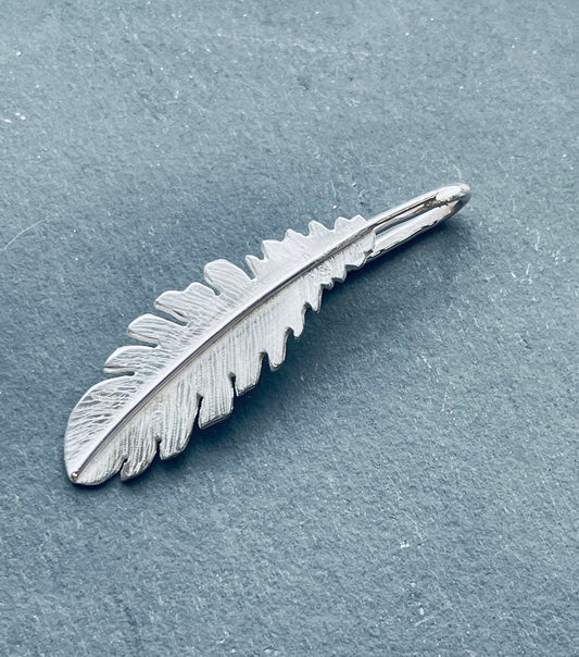 Silver Feather Hat Clip