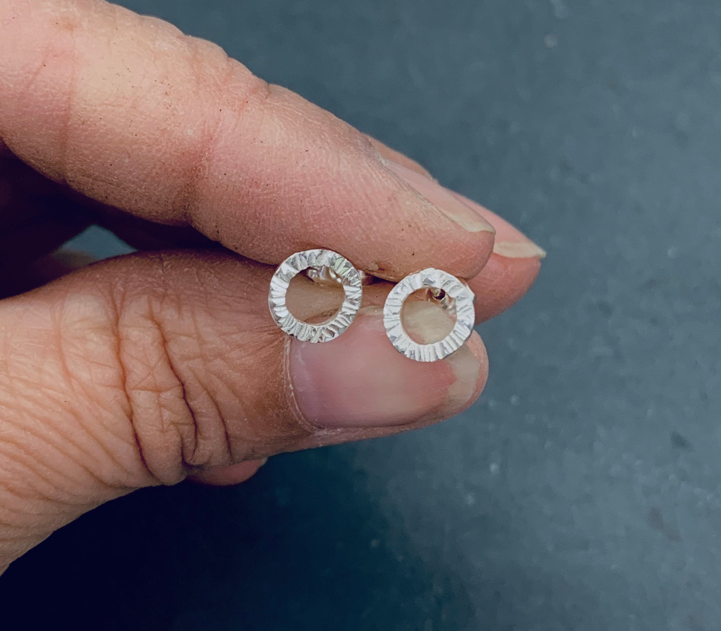 Textured Circle posts Earrings