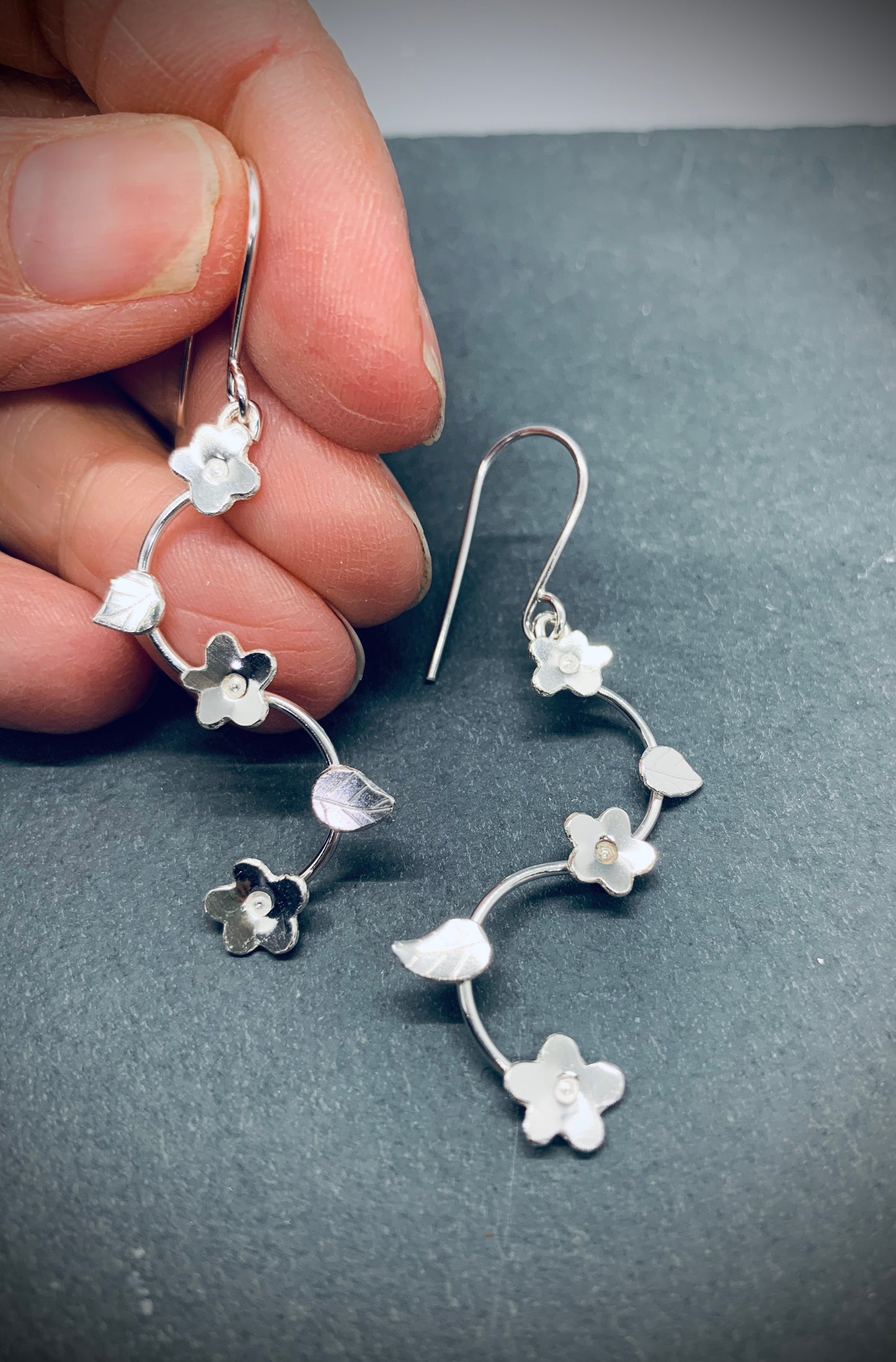 Forget me not dangly earrings