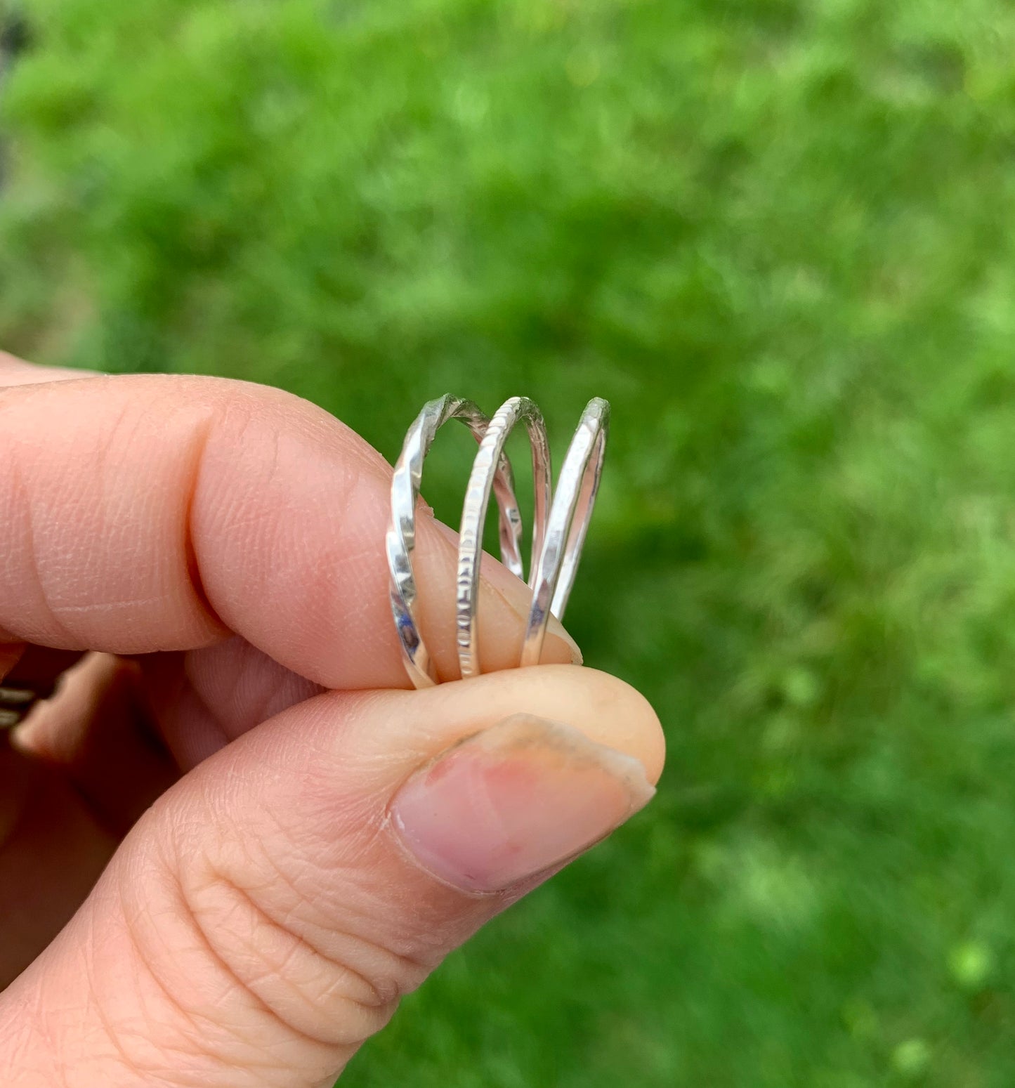Silver Skinny Stacking rings