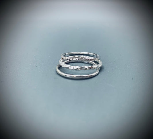 Silver Skinny Stacking rings