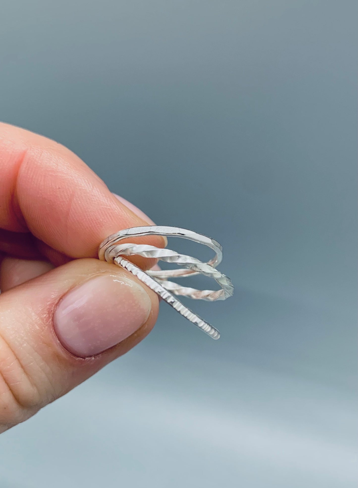 Silver Skinny Stacking rings