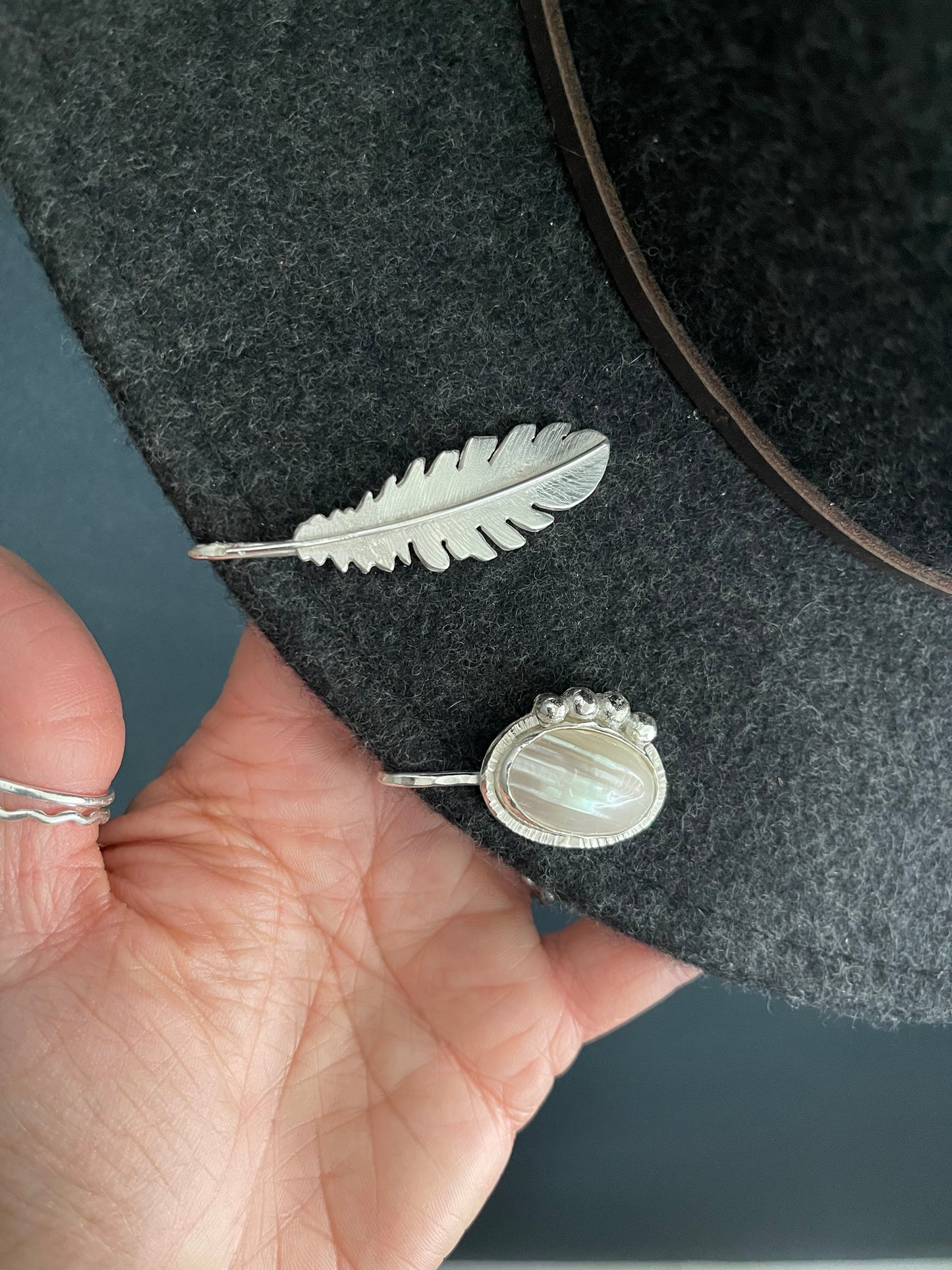 Silver Feather Hat Clip